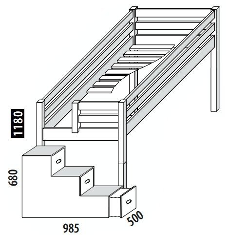 Zvýšené jednolůžko - postel DOMINO D905 se schůdky