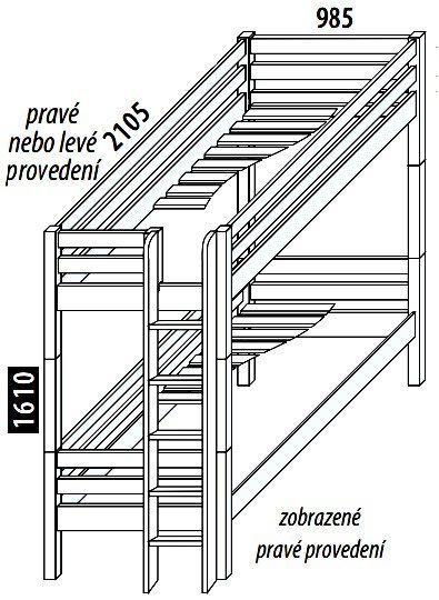 Dětská poschoďová postel - palanda DOMINO D856 nízká s čelním vstupem