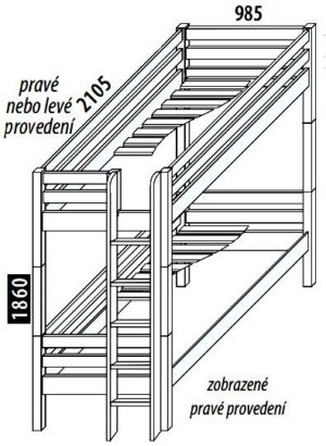 Dětská poschoďová postel - palanda DOMINO D906 s čelním vstupem