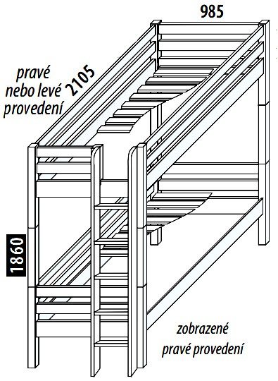 Dětská poschoďová postel - palanda DOMINO D906 s čelním vstupem